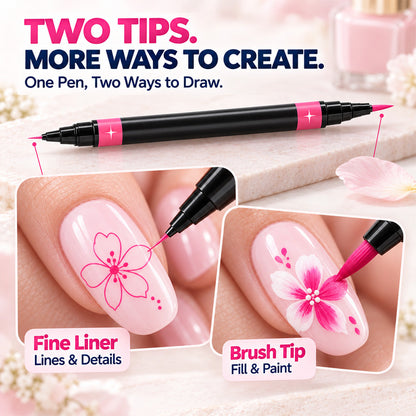 24-Color Dual-Tip Nail Art Pens ✨ DIY Your Own Halloween, Christmas & Everyday Nail Designs
