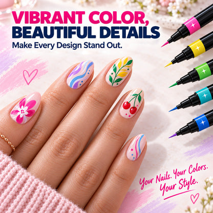 24-Color Dual-Tip Nail Art Pens ✨ DIY Your Own Halloween, Christmas & Everyday Nail Designs
