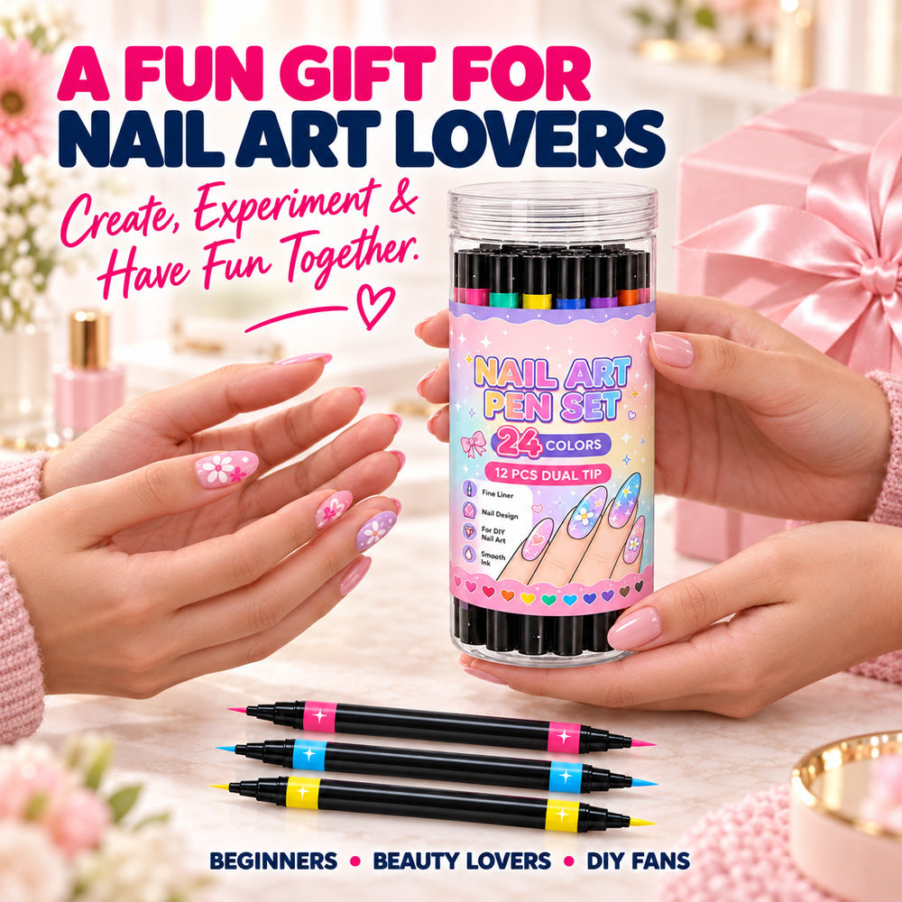 24-Color Dual-Tip Nail Art Pens ✨ DIY Your Own Halloween, Christmas & Everyday Nail Designs