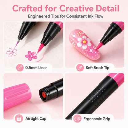 24-Color Dual-Tip Nail Art Pens ✨ DIY Your Own Halloween, Christmas & Everyday Nail Designs