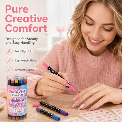 24-Color Dual-Tip Nail Art Pens ✨ DIY Your Own Halloween, Christmas & Everyday Nail Designs